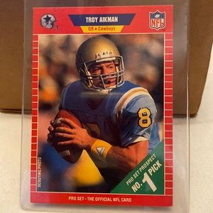 Troy Aikman #1 Draft pick card rookie pro set 1989 #490